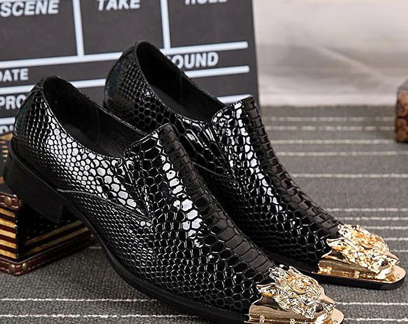 Brogue Homme Cuir Véritable Bout Pointu – Embout Métal & Cristaux, Fait Main, Grande Taille EU 36-49 – CLEVI Paris