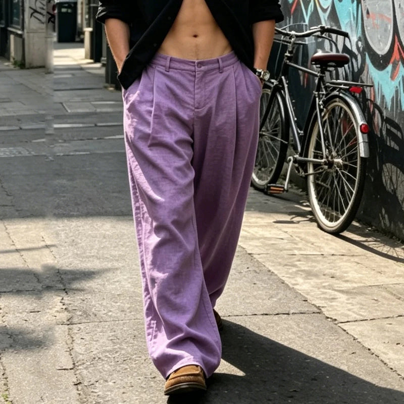 Pantalon homme plissé taille haute jambes larges – CLEVI Paris