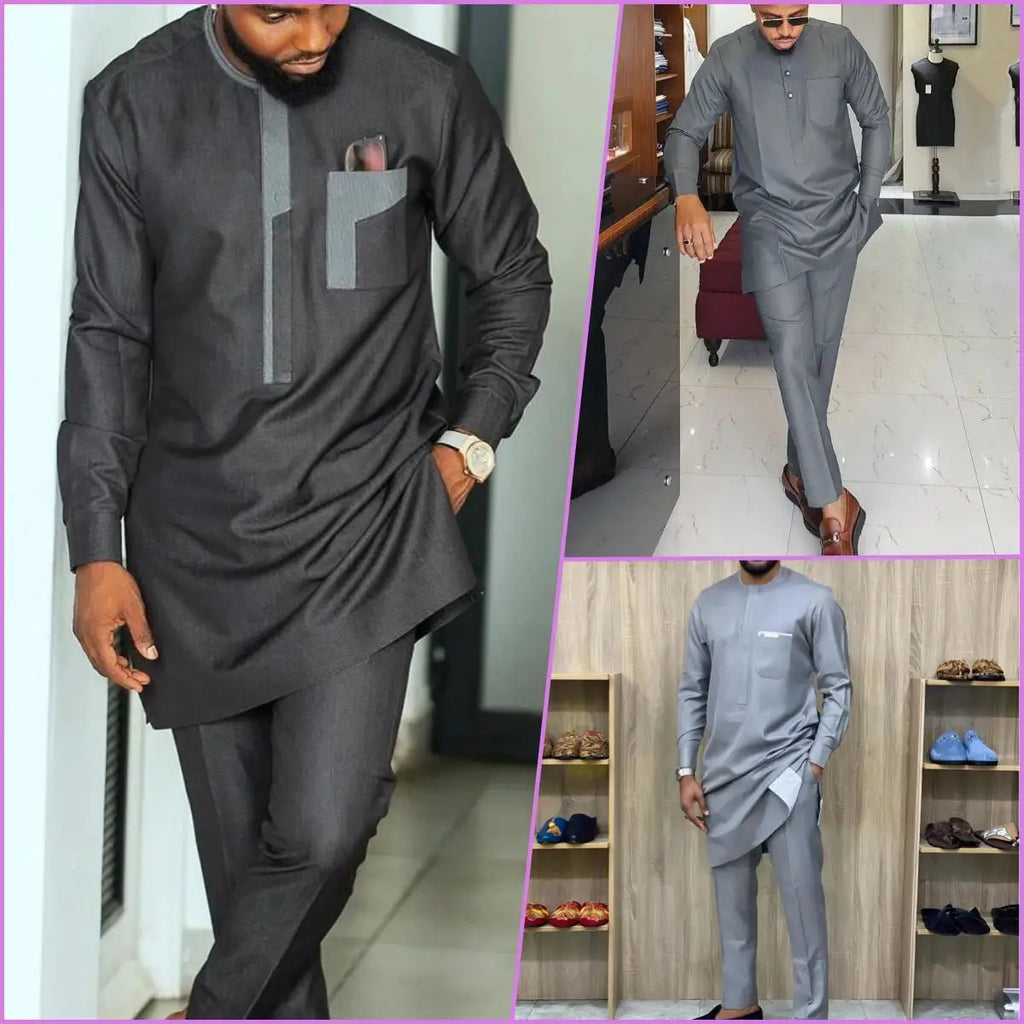 Kaftan Homme 2 Pièces Manches Longues – CLEVI Paris