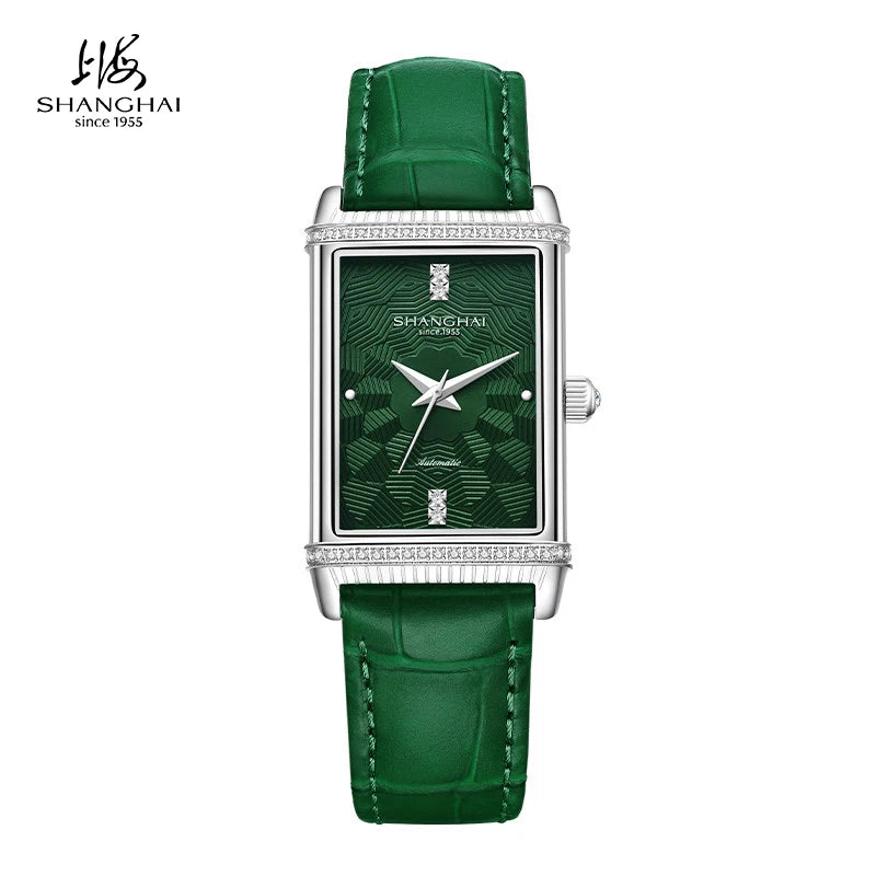 Shanghai Watch 22MT Montre Automatique Femme Rectangulaire Saphir Cuir 25x41mm – CLEVI Paris