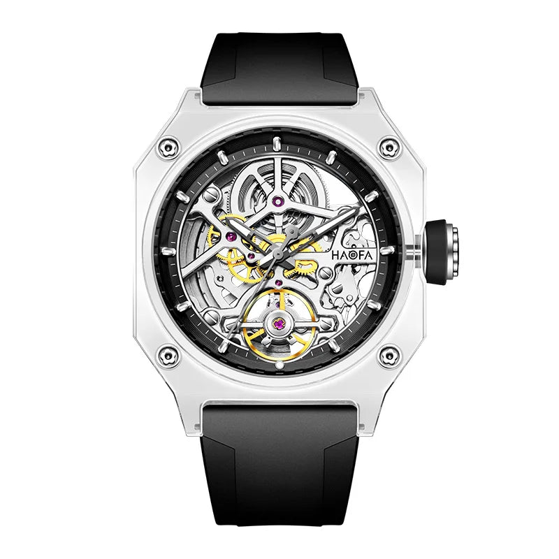 Montre Homme Automatique Squelette Boîtier Cristal Transparent Double Face Lumineux Haofa 2208 – CLEVI Paris