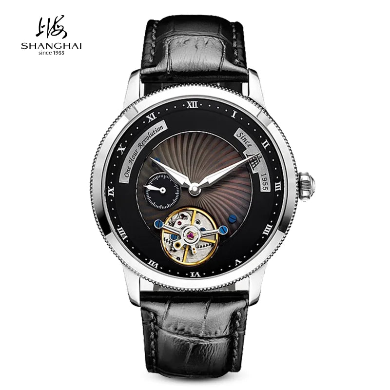 Montre Homme Manuel Carrousel Ciel Étoilé Chiffres Romains Lumineux Shanghai Watch S2000 – CLEVI Paris