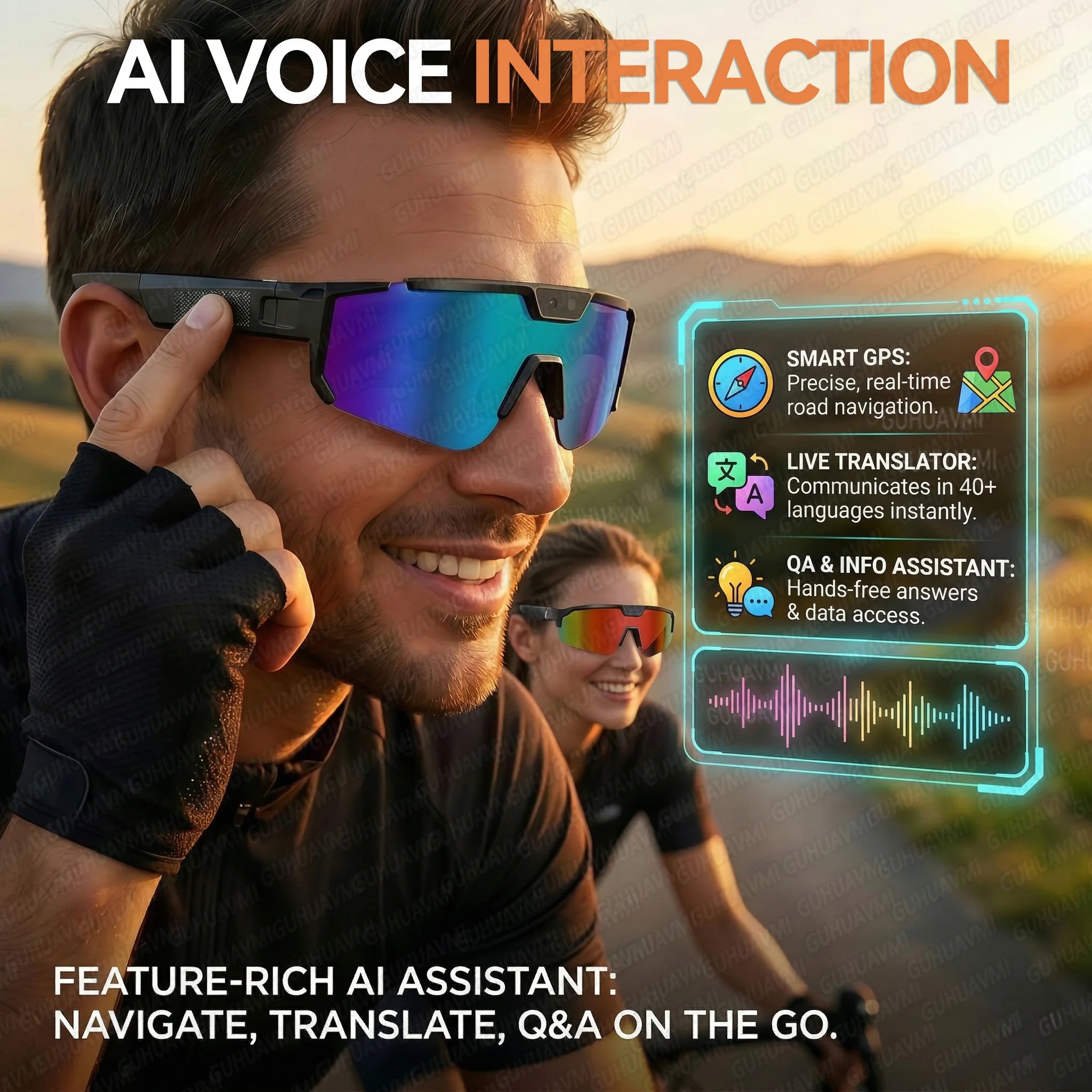Lunettes Intelligentes AI GUHUAVMI Q01 Caméra 8MP Wi-Fi Bluetooth Assistant Vocal – CLEVI Paris