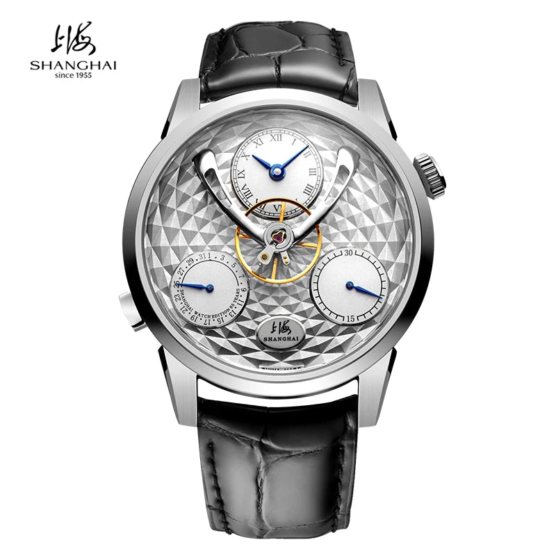 Montre Homme Automatique Shanghai Sky Dome 895 – Verre Saphir Calendrier Bracelet Cuir – CLEVI Paris