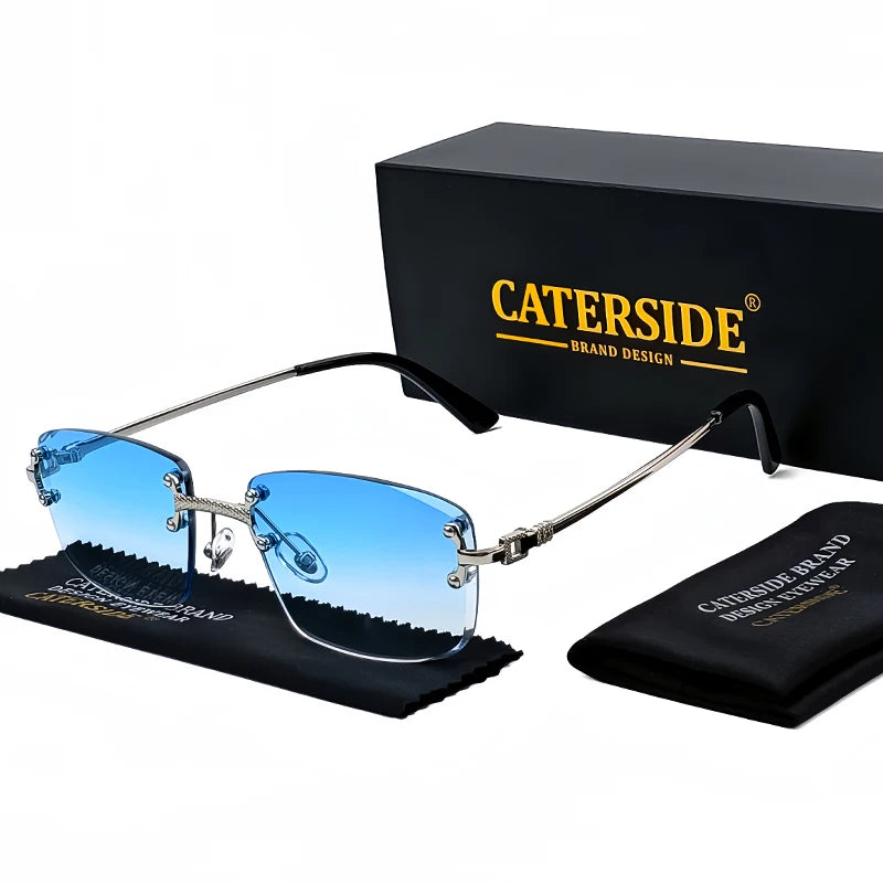 Lunettes de Soleil Rectangulaires Sans Monture Punk CATERSIDE – Verres Dégradés UV400 – CLEVI Paris