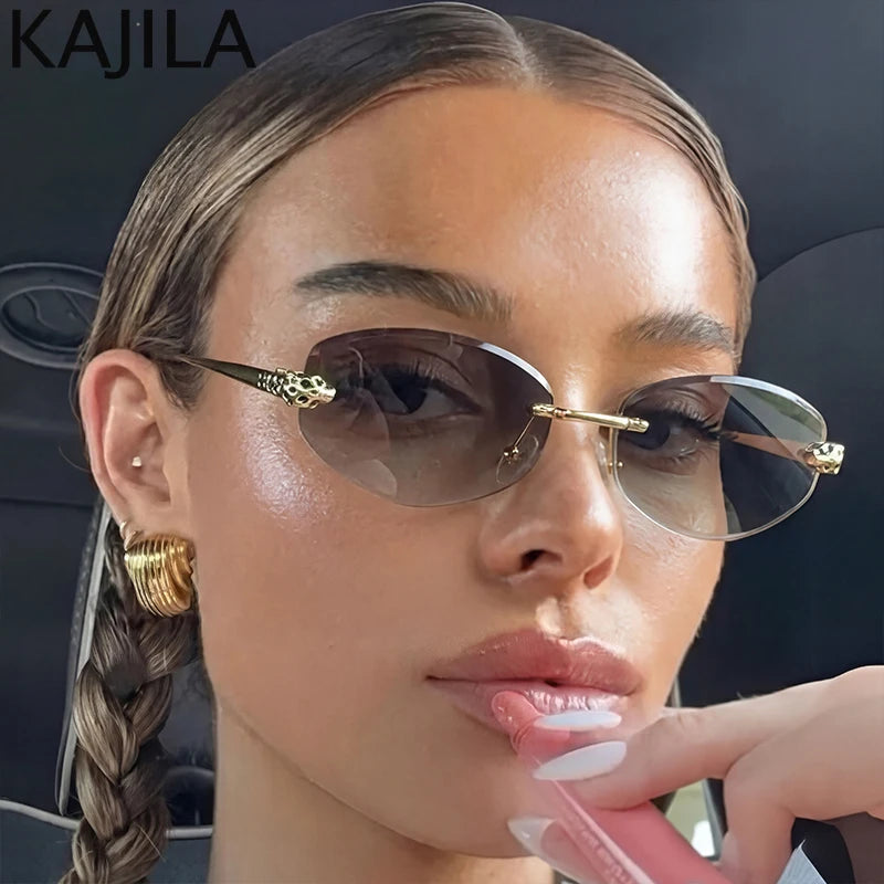 Lunettes femme sans monture détail léopard – CLEVI Paris