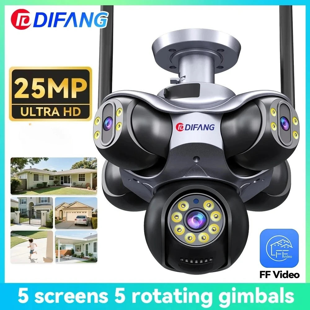 Caméra de Surveillance WiFi 20MP/25MP – 4 ou 5 Objectifs PTZ 360° Vision Nocturne – CLEVI Paris