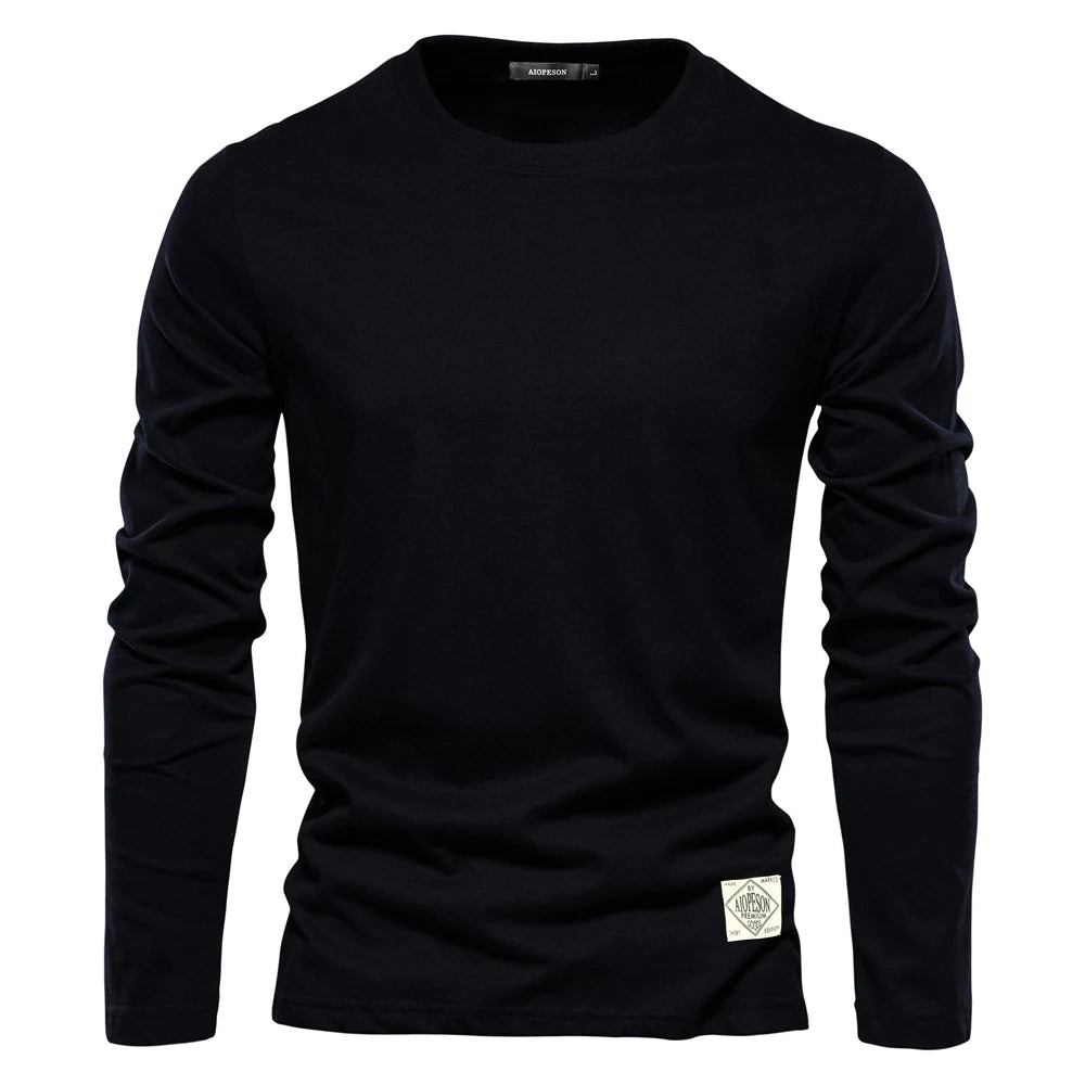 T-Shirt Homme 100% Coton Manches Longues Col Rond Uni 7 Coloris – CLEVI Paris