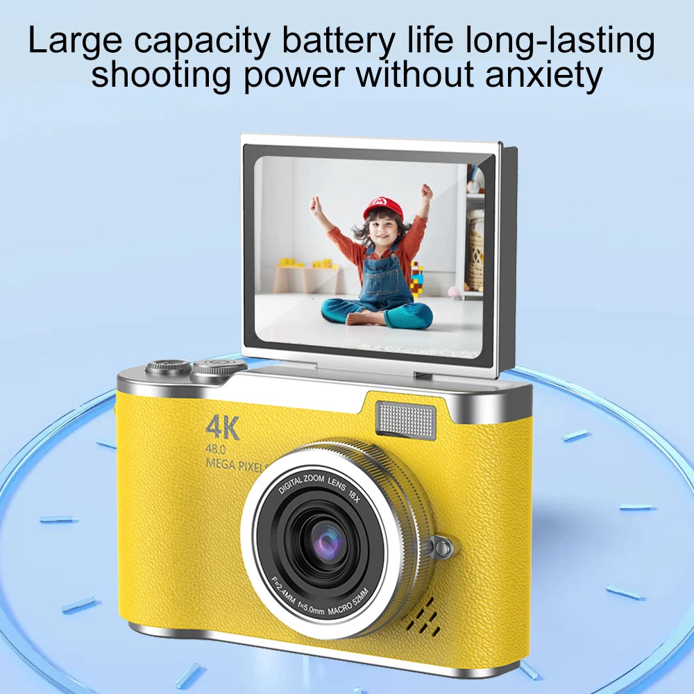Appareil Photo Numérique Compact 1080P – Zoom 8x, Écran Rabattable 180°, Selfie, Cadeau