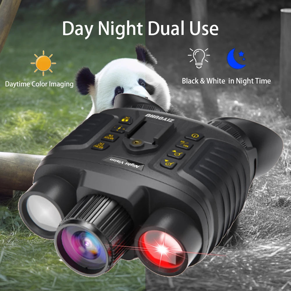 Jumelles Vision Nocturne 4K ZIYOUHU NV8360 – Portée sur Tête, Grossissement 7x, Zoom 8x, Écran 3", Batterie 4500 mAh, Chasse – CLEVI Paris