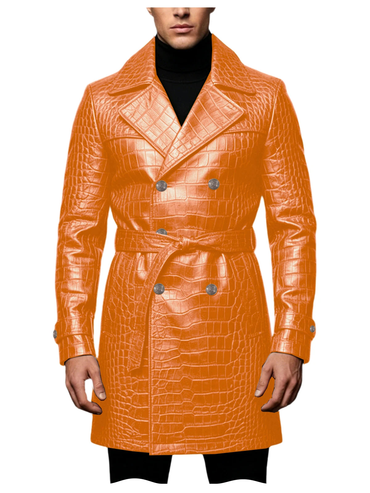 Manteau homme effet croco double boutonnage – CLEVI Paris