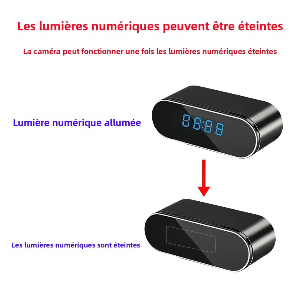 Caméra Horloge WiFi 1080P – Vision Nocturne Infrarouge, Détection de Mouvement & Surveillance à Distance – CLEVI Paris