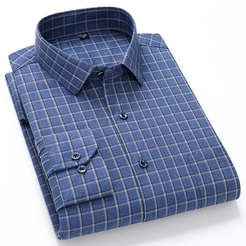 Chemise Homme Manches Longues Coton Carreaux Style Britannique – CLEVI Paris