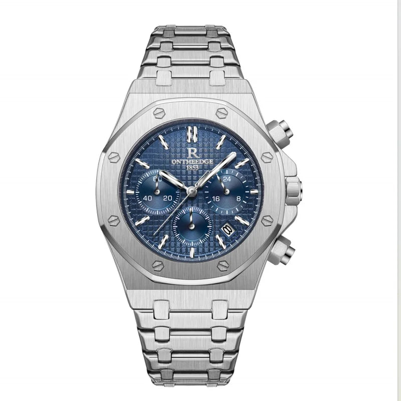 ONTHEEDGE RZY126 – Montre Quartz Homme | Chronographe, Mouvement Japonais MIYOTA, Bracelet Acier