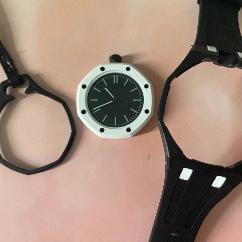 Montre Quartz Boîtier Octogonal Unisexe Bracelet Cuir Multicolore – CLEVI Paris