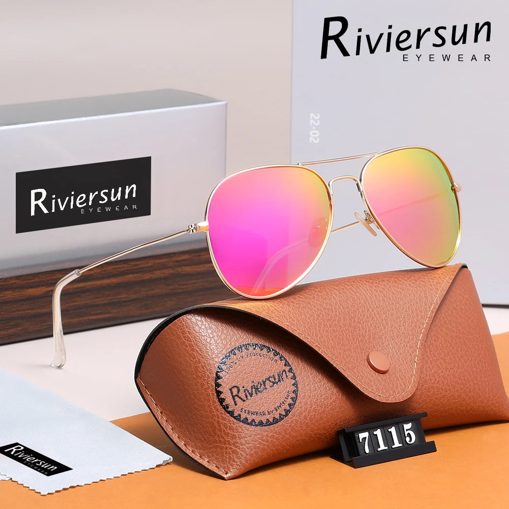 Lunettes de Soleil Aviateur Polarisées Unisexe RIVIERSUN – Monture Alliage Miroir UV400 – CLEVI Paris