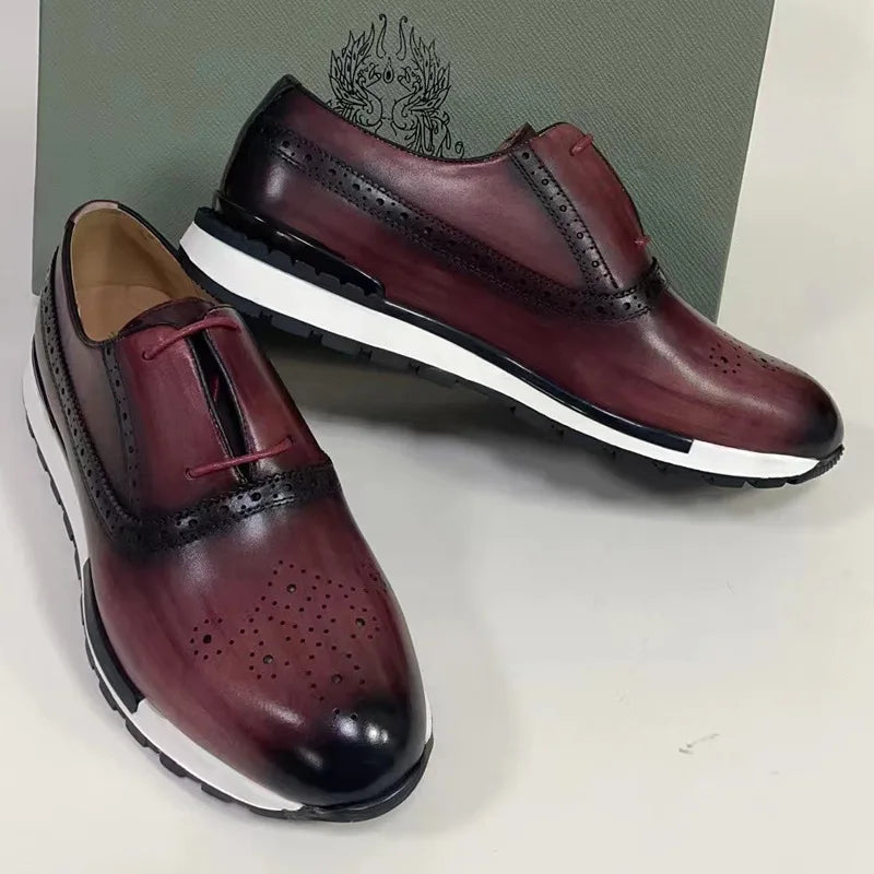 Sneakers Homme Cuir Véritable Brogue Oxford Respirant Lacets 6 Coloris – CLEVI Paris