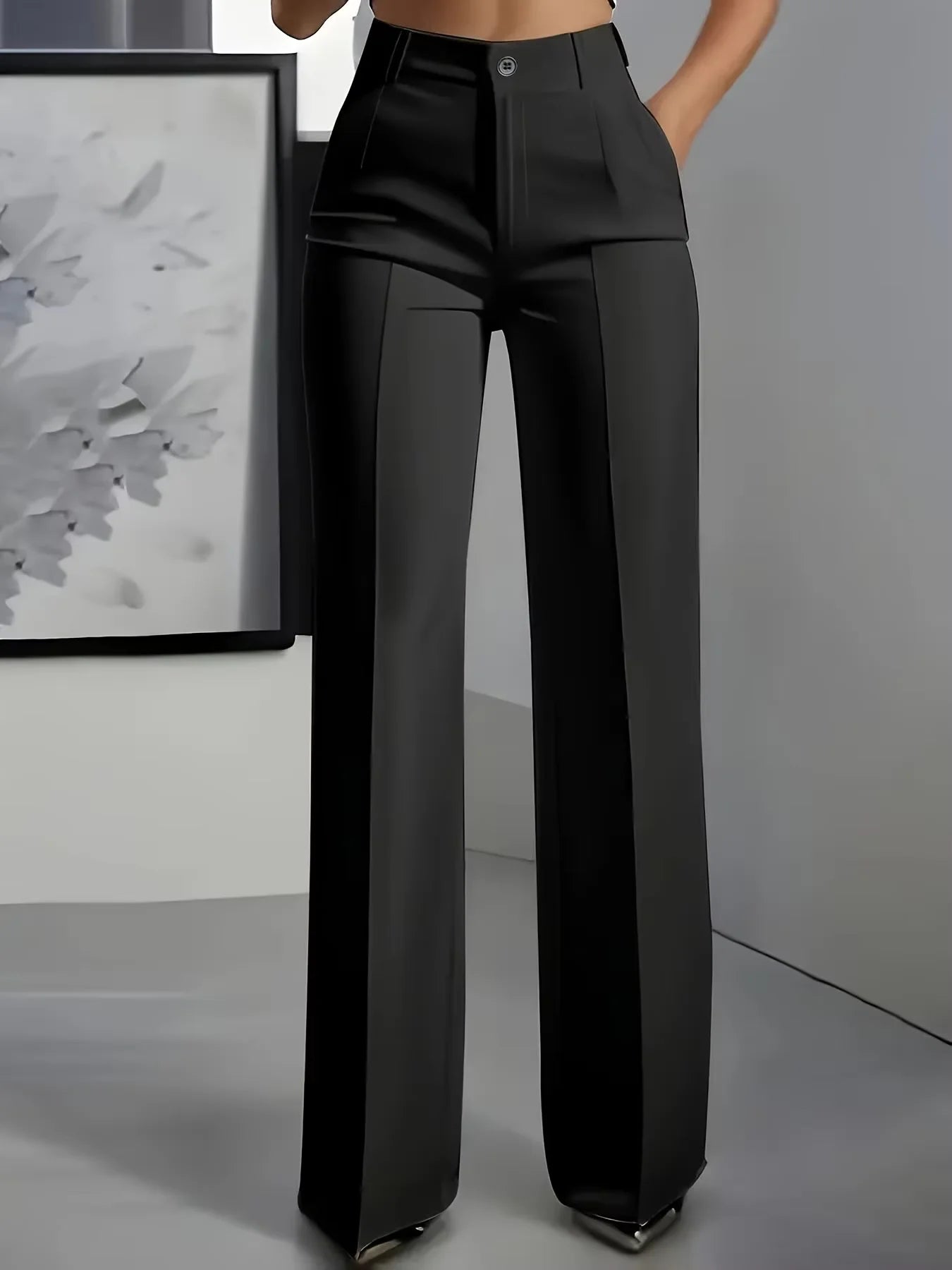 Pantalon Tailleur Femme Taille Haute Coupe Droite Drapée 17 Coloris – CLEVI Paris