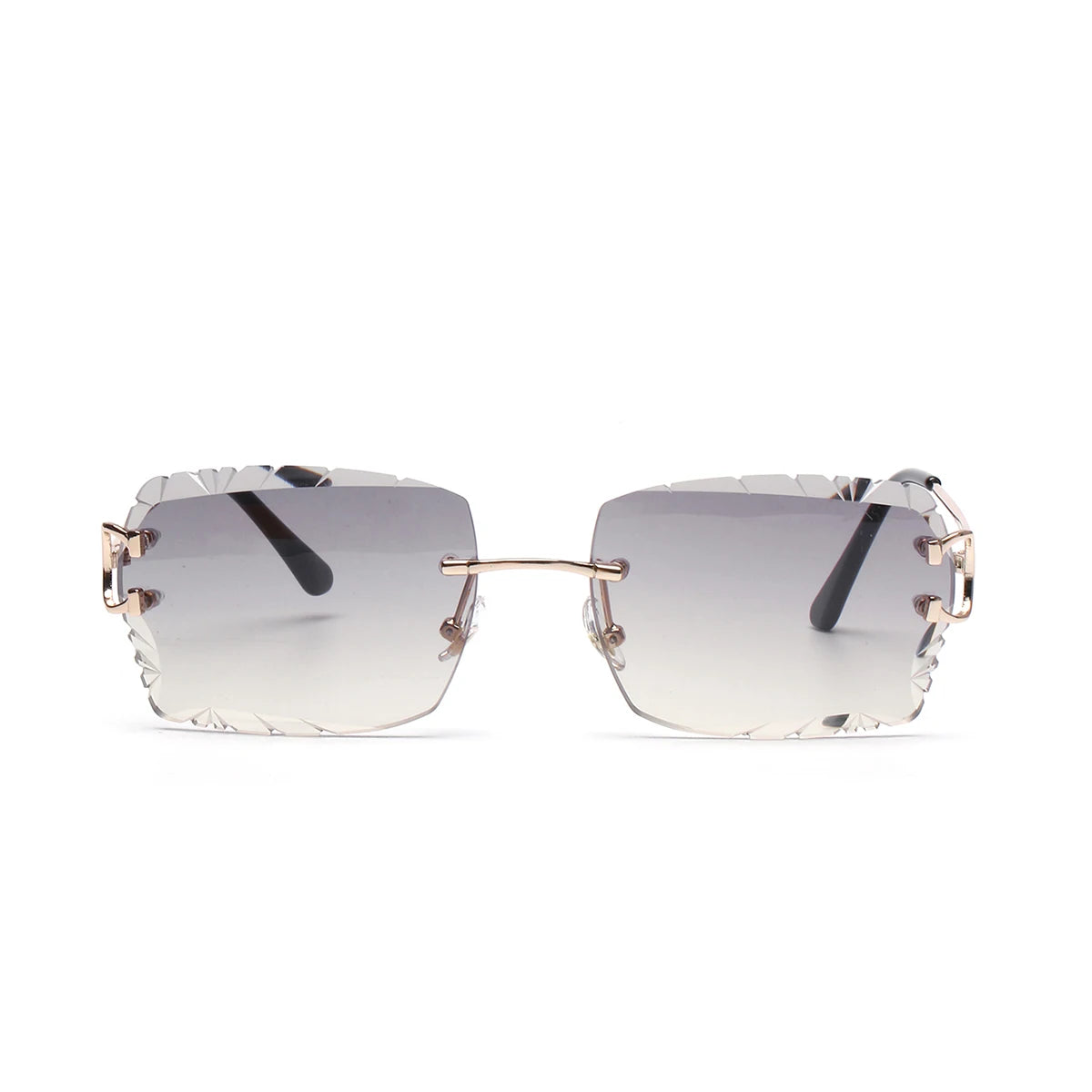 Lunettes de Soleil Sans Monture Taille Diamant UV400 Branches Métal Unisexe – CLEVI Paris