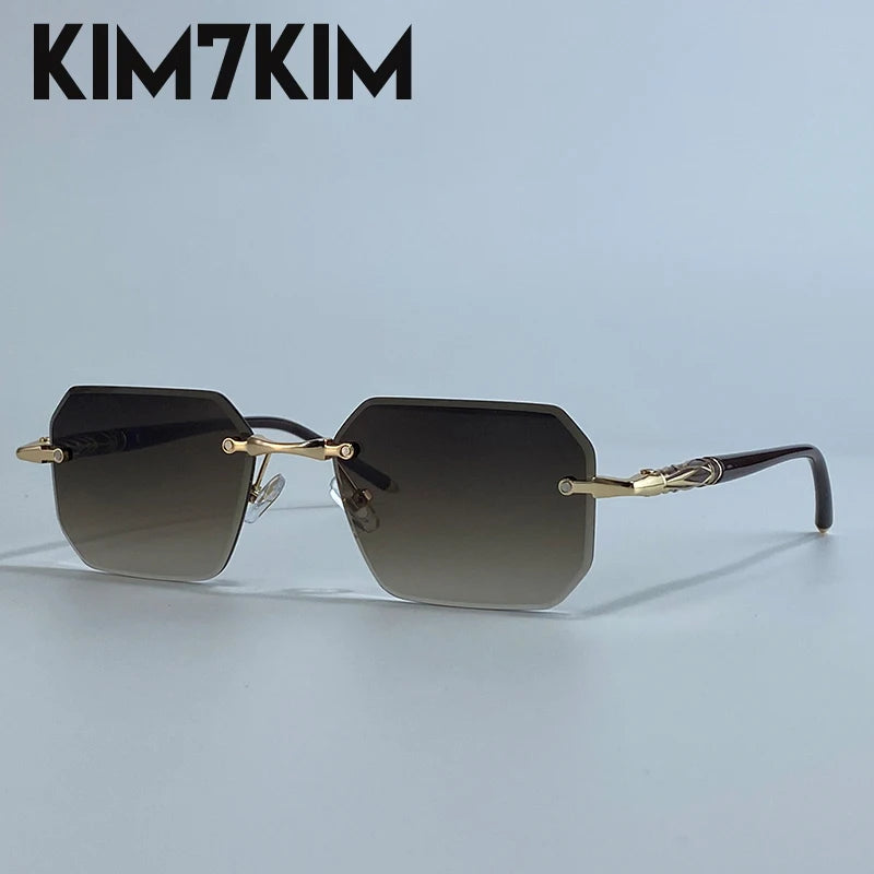 Lunettes de Soleil Punk Sans Monture Carrées Homme – Style Steampunk Polygone UV400 – CLEVI Paris