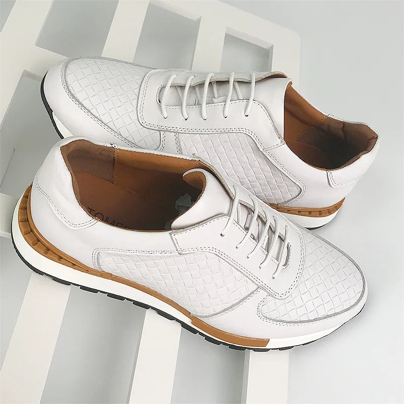 Oxford Casual Homme Cuir de Vache Motif Tressé Rétro Respirant Lacets | EU 38-46