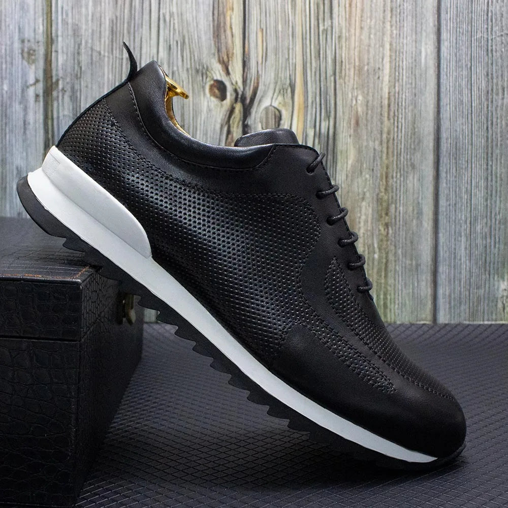 Chaussures Homme Cuir Vache Rehaussantes Embossées Casual Respirant – CLEVI Paris