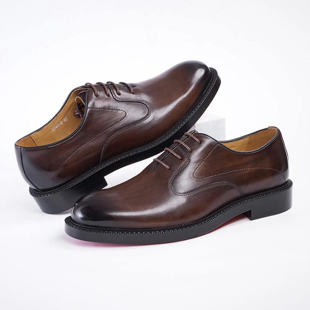 Derby Homme Cuir Vachette Lisse Bout Rond Imperméable | Business Mariage EU 39-46