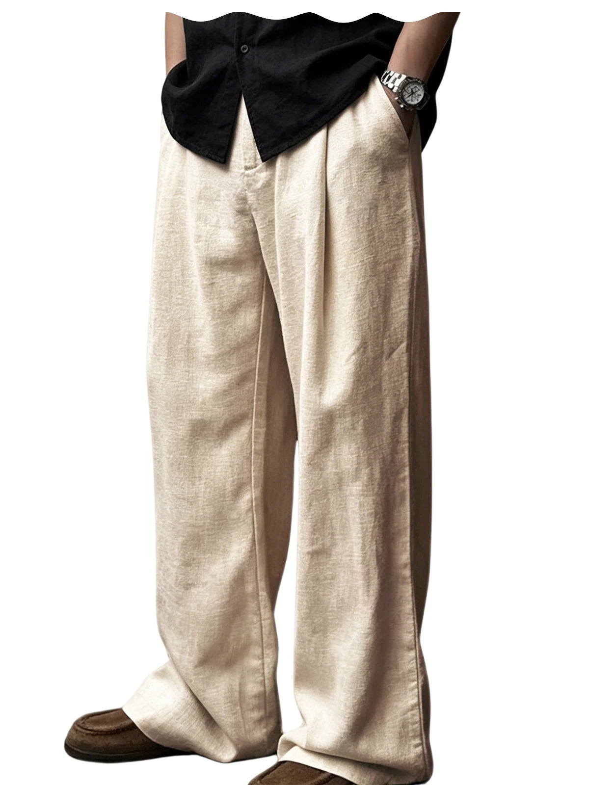 Pantalon homme plissé taille haute jambes larges – CLEVI Paris