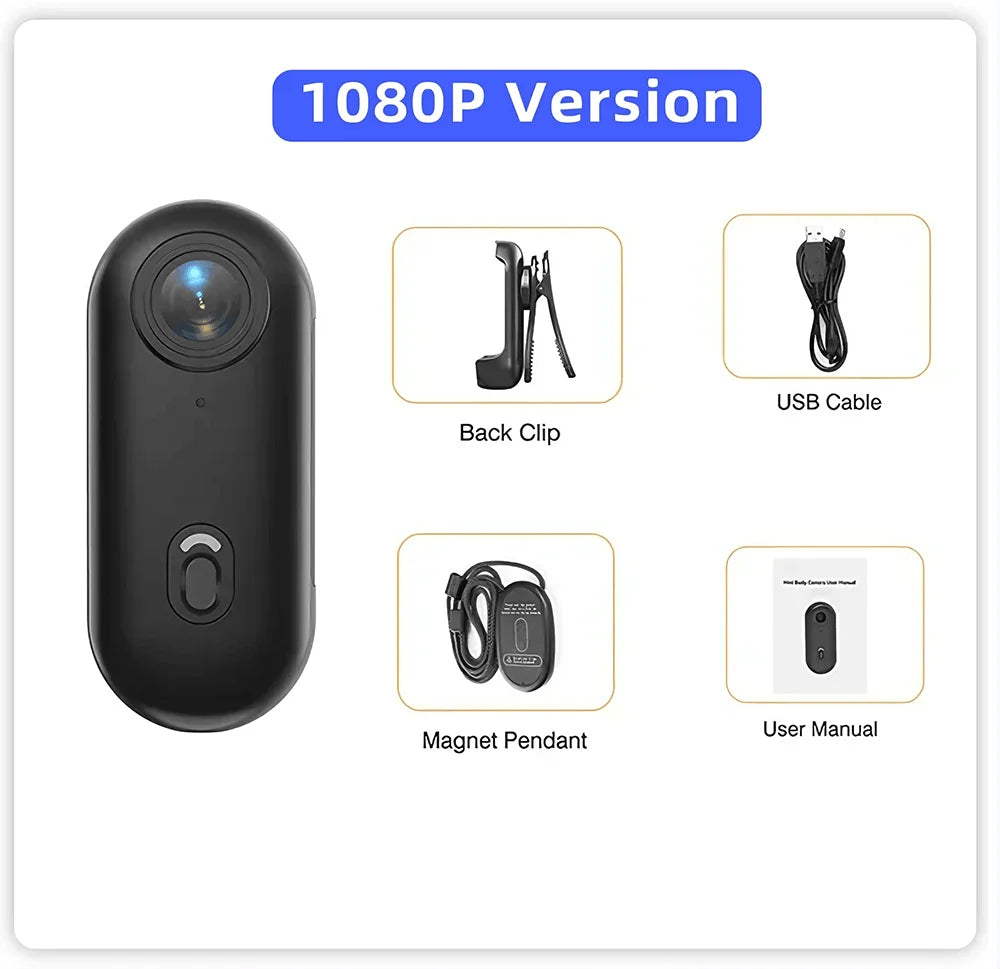 Mini Body Cam WiFi WDSZKMYF H88 – 4K ou 1080P, Étanche 30m, Clip Magnétique, Autonomie 120min, Vlog & Sport