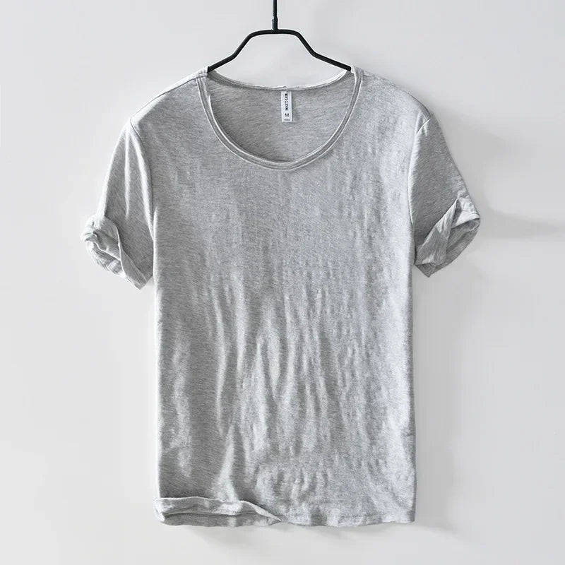 T-Shirt Homme 100% Coton – Coupe Slim, Col Rond, Léger & Respirant, Style Rétro
