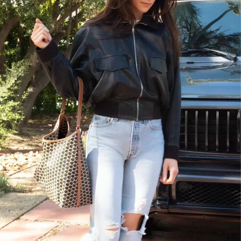 Sac hobo monogrammé en toile pour femme – CLEVI Paris