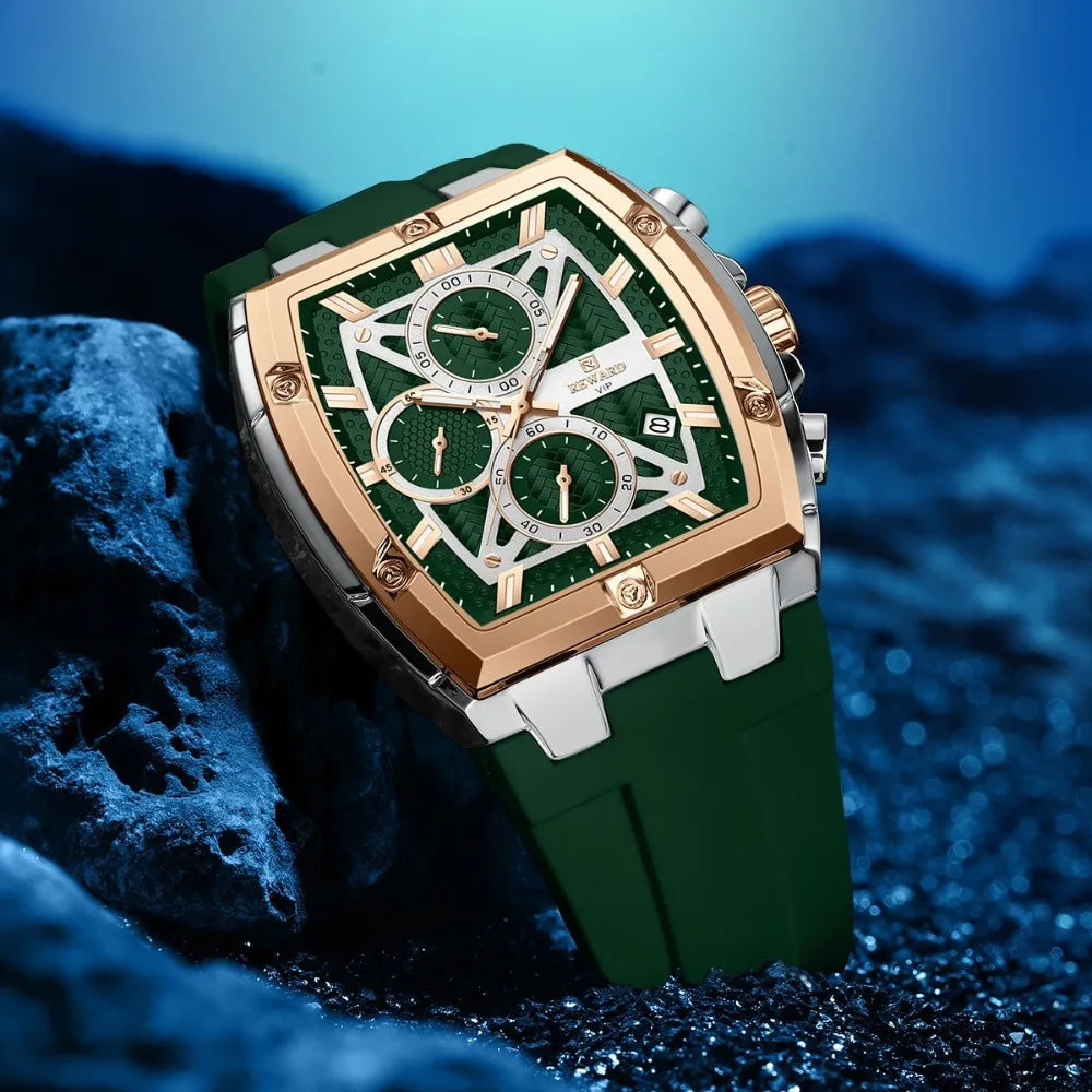 REWARD RD832261M Montre Homme Quartz Tonneau Chrono Calendrier Lumineux 30M – CLEVI Paris