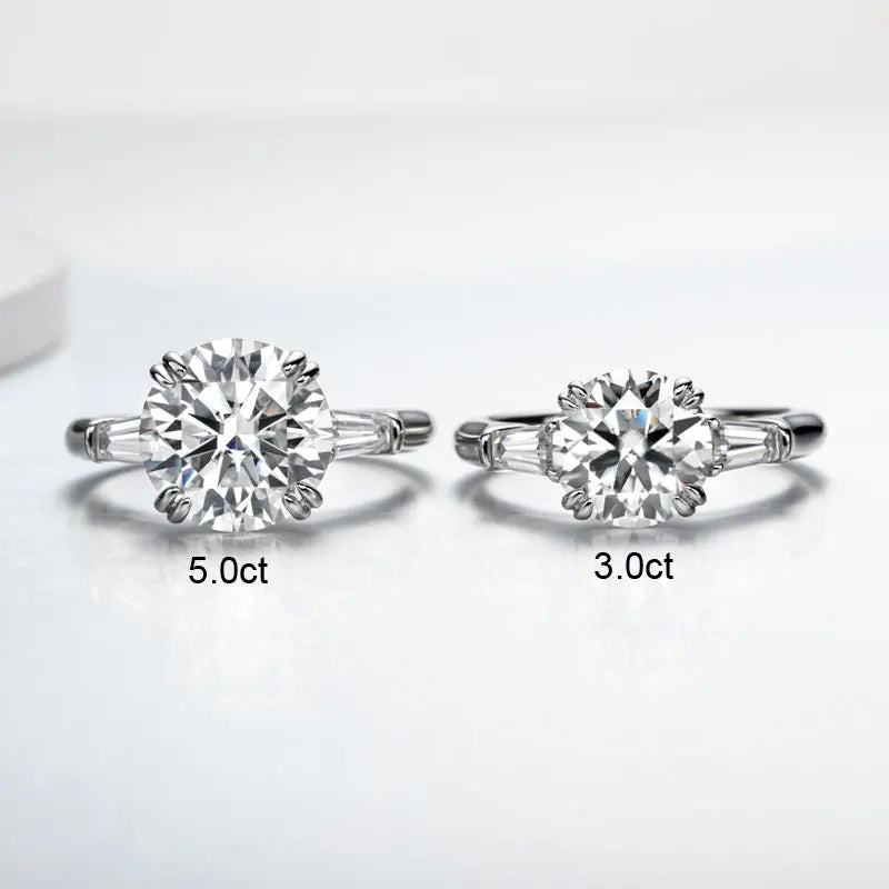 Bague Fiançailles Moissanîte 3 Pierres | Argent 925 3CT / 5CT Certifiée GRA – CLEVI Paris