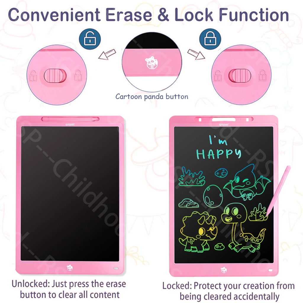 Tablette LCD Écriture 16" Couleur – Ardoise Numérique Effaçable, Jouet Éducatif, Certifiée CE – CLEVI Paris