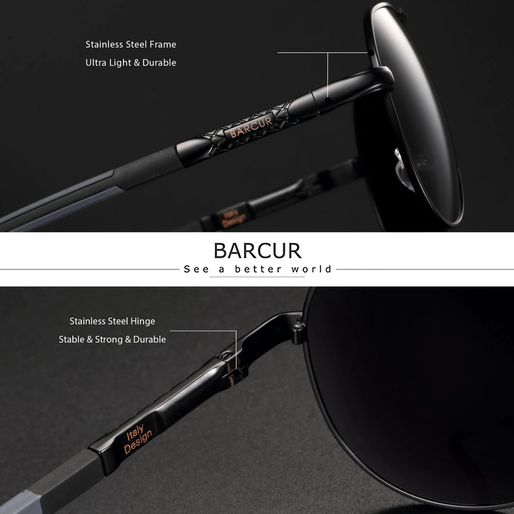 Lunettes de Soleil Polarisées Ovales Homme Femme – Monture Acier Inoxydable Verres TAC Anti-Reflets UV400 – CLEVI Paris