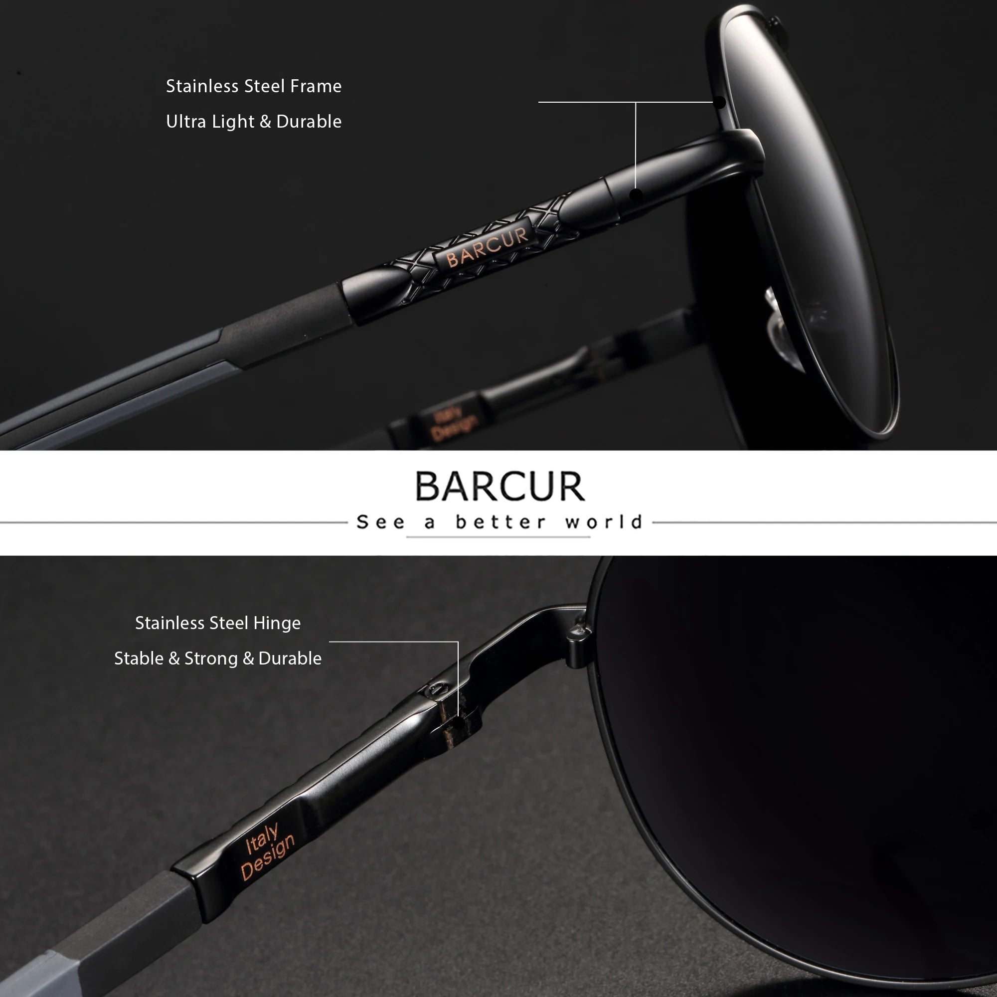 Lunettes de Soleil Polarisées Ovales Homme Femme – Monture Acier Inoxydable Verres TAC Anti-Reflets UV400 – CLEVI Paris