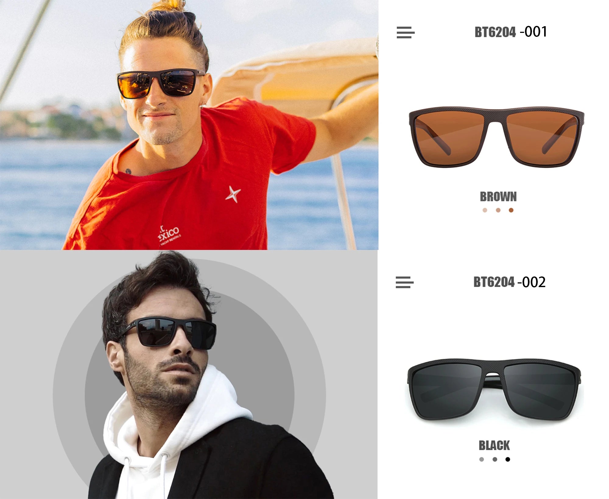 Lunettes de Soleil Carrées Polarisées TR90 UV400 Anti-Reflets Unisexe 23 Coloris – CLEVI Paris