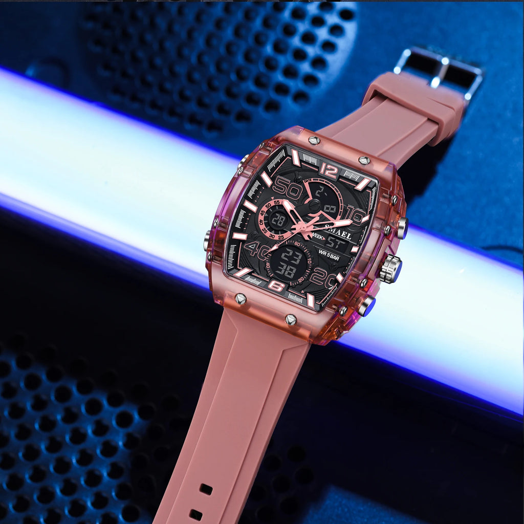 SMAEL Montre Sport Homme Double Affichage Digital Analogique Chrono LED 50mm Étanche – CLEVI Paris