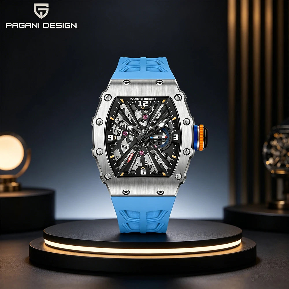 PAGANI DESIGN Montre Quartz Japonais Femme Homme Rectangulaire Saphir Silicone 42mm 100m – CLEVI Paris