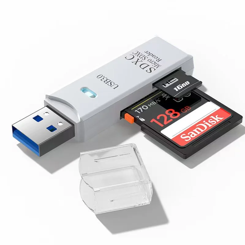 Lecteur de Carte TF/SD USB 2.0 & 3.0 – Haute Vitesse, Ultra-Compact, Certifié CE/RoHS, PC & Laptop – CLEVI Paris