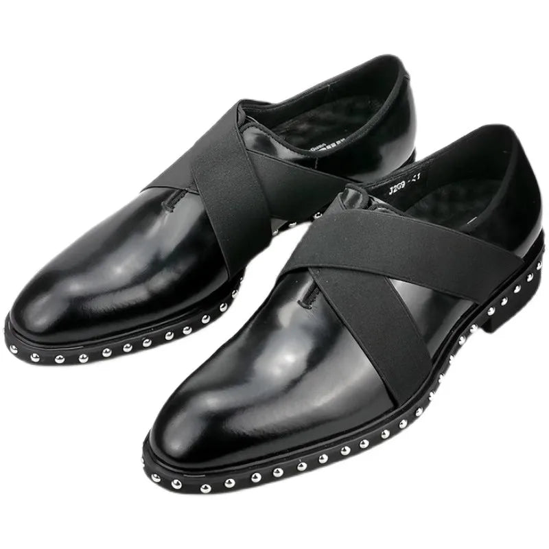 Chaussures Homme Lily Wei – Cuir Véritable, Rivets, Semelle Rehaussante, Slip-On Casual & Banquet, Tailles 33-46 – CLEVI Paris