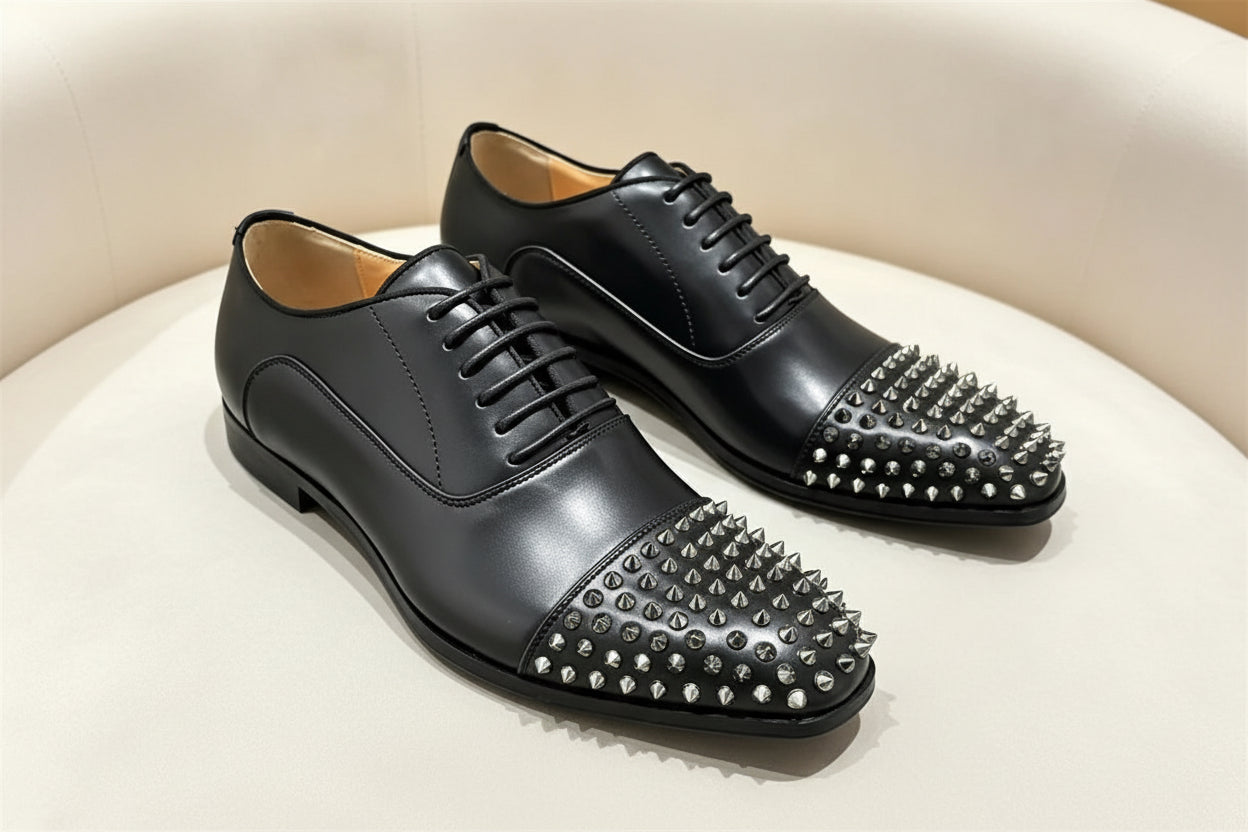 Oxford Homme Lacets Clous Rivets Punk Rock Bout Pointu Semelle Caoutchouc Mariage Soirée EU 39-47 McNabney – CLEVI Paris