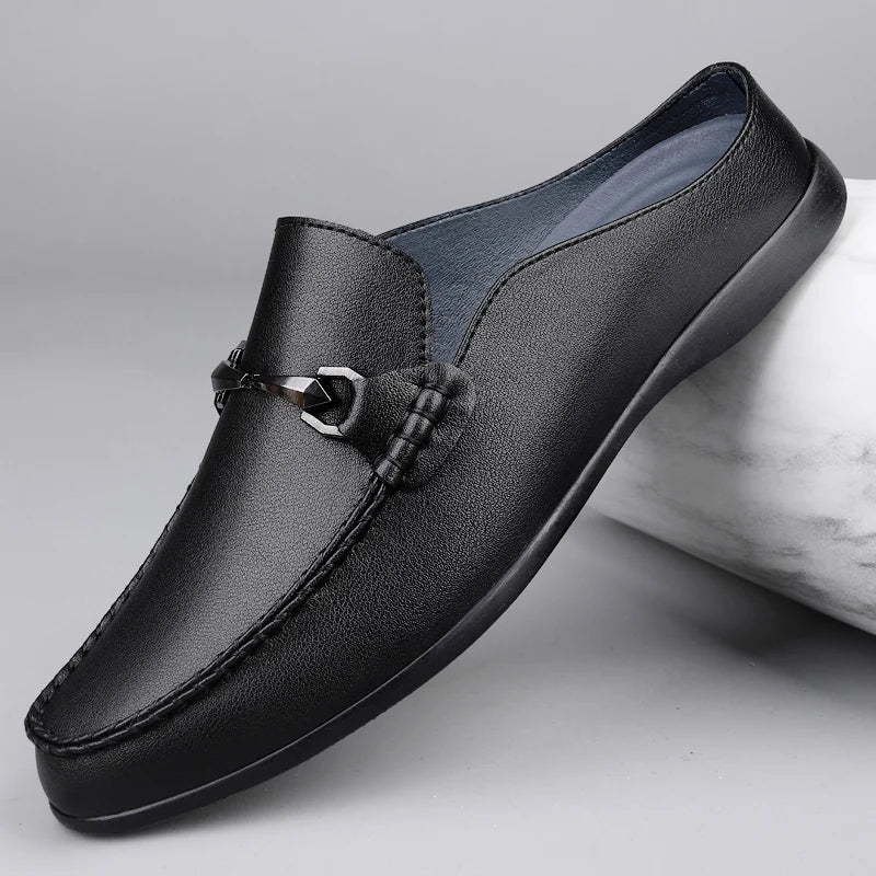 Mules Homme Cuir Véritable Slip-On Respirantes | Noir, Jaune, Blanc – CLEVI Paris
