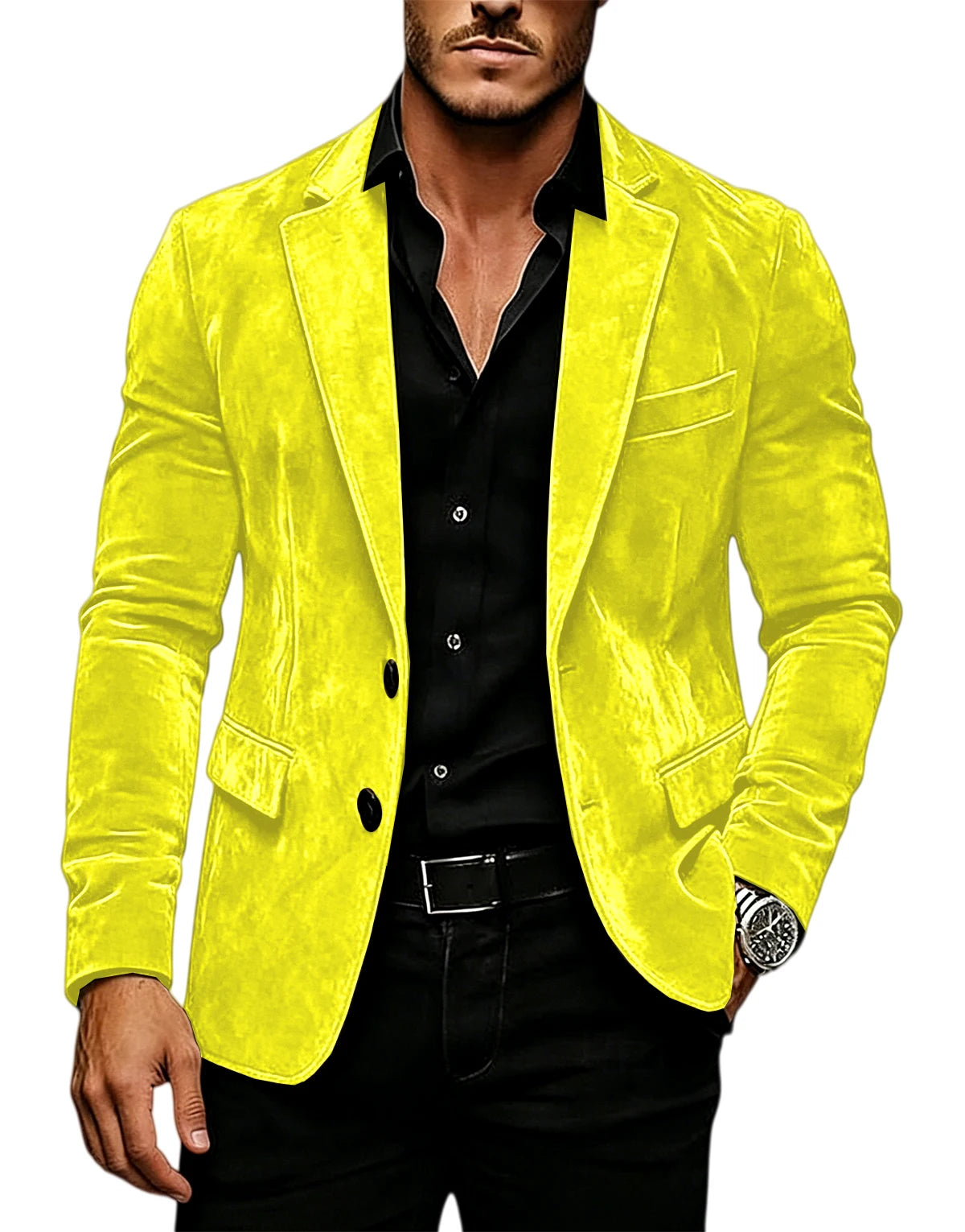 Blazer homme en velours effet suédé 2 boutons – CLEVI Paris
