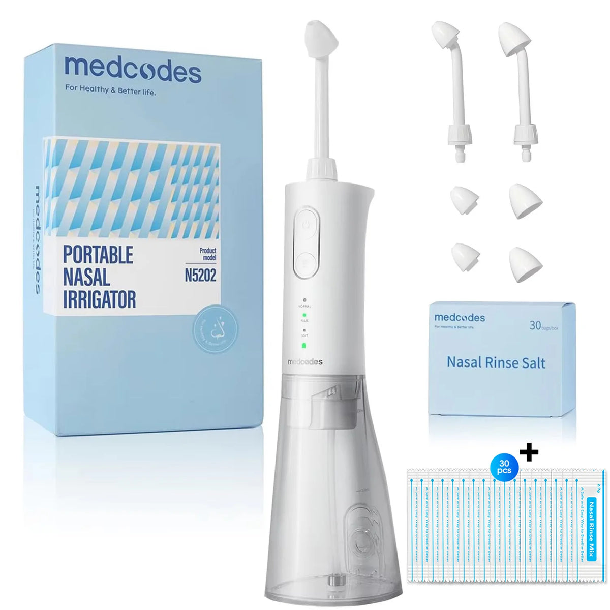 Irrigateur Nasal Électrique 300ml 3 Modes IPX7 USB-C 30 Sachets Sel – CLEVI Paris