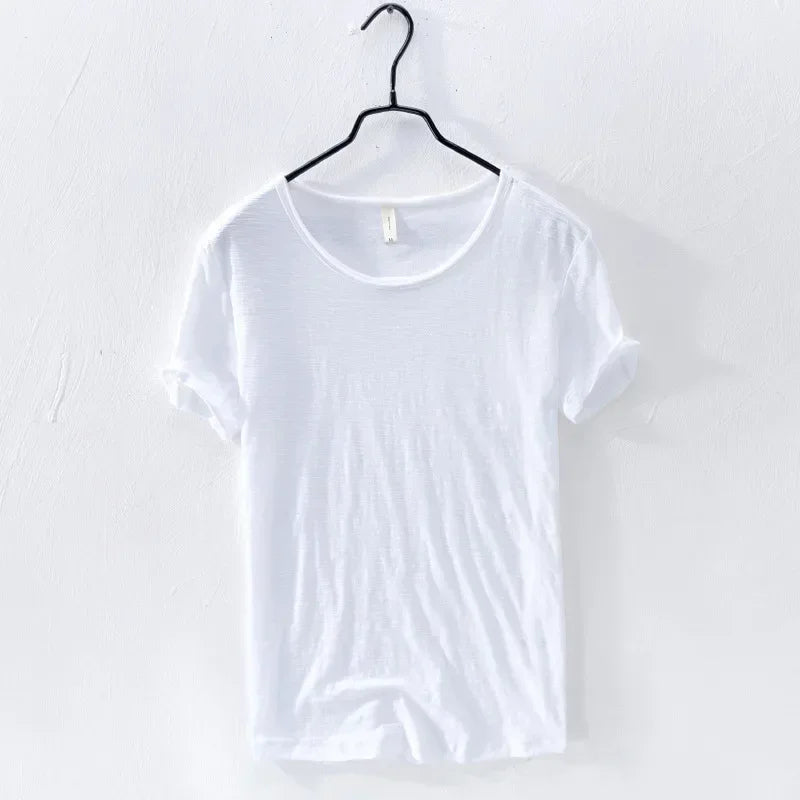 T-Shirt Homme 100% Coton – Coupe Slim, Col Rond, Léger & Respirant, Style Rétro