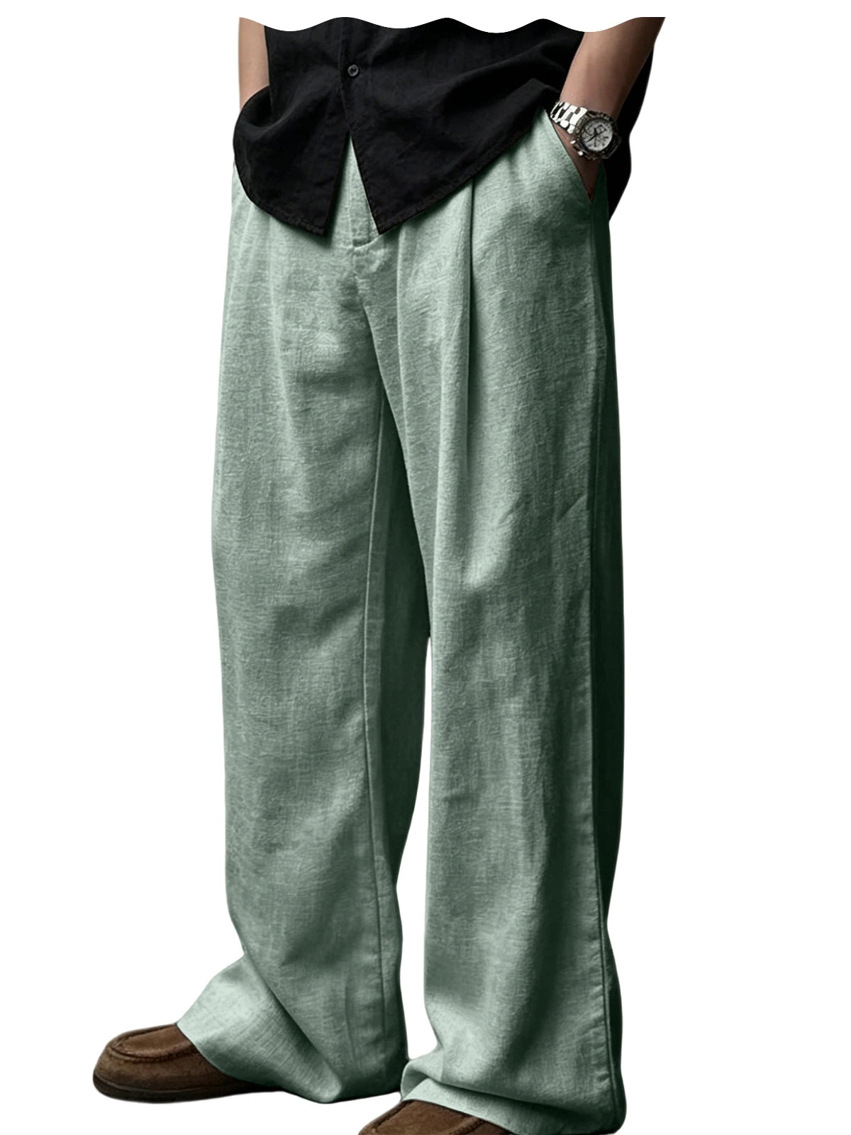 Pantalon homme plissé taille haute jambes larges – CLEVI Paris