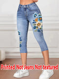 Legging Capri Femme Imprimé Floral Taille Haute Stretch Casual Toutes Saisons – CLEVI Paris