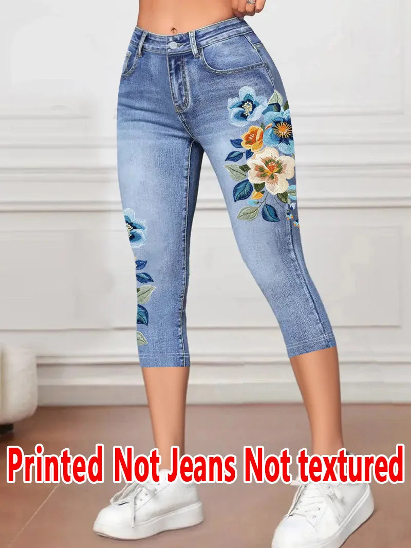 Legging Capri Femme Imprimé Floral Taille Haute Stretch Casual Toutes Saisons – CLEVI Paris