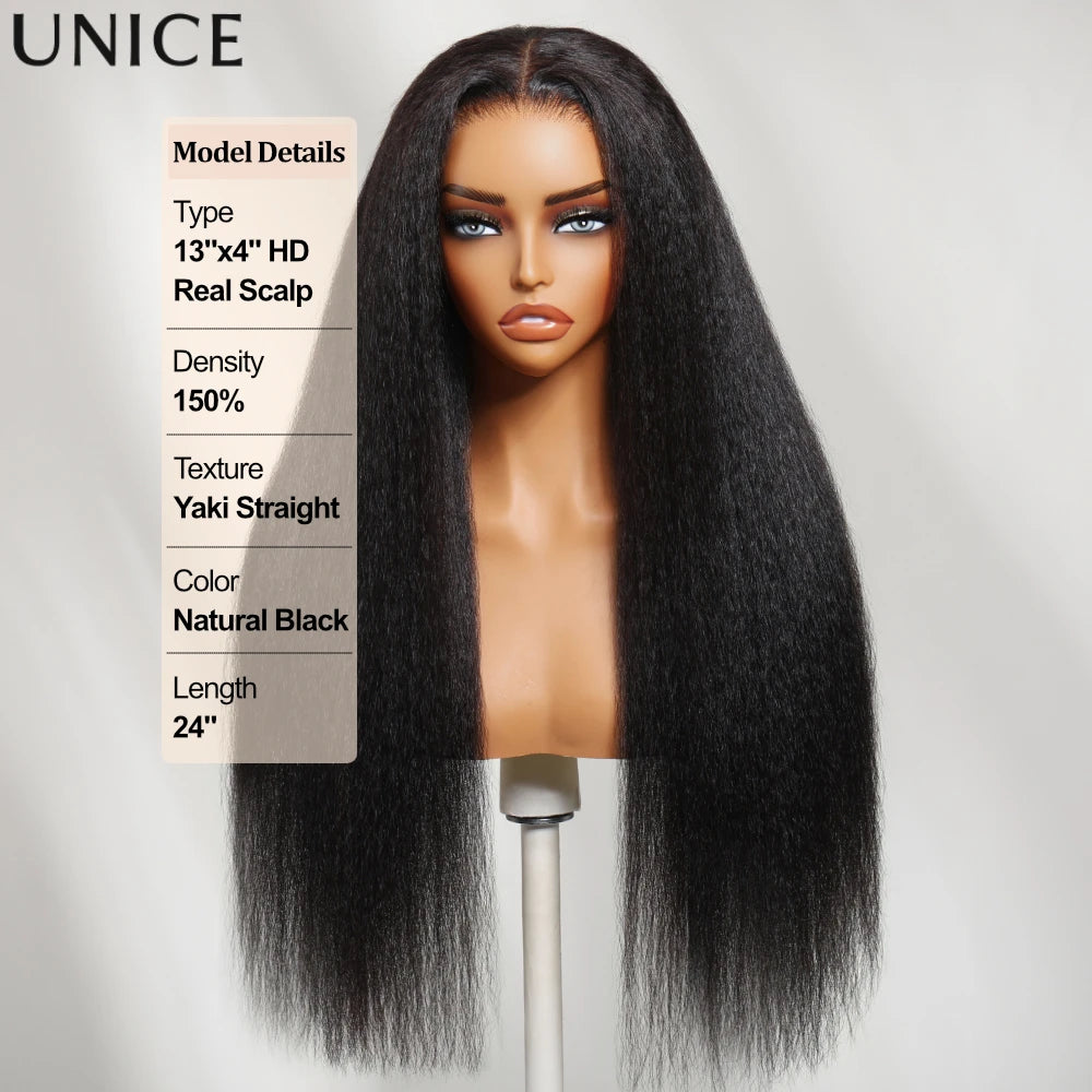Perruque Lace Front 13x4 HD Kinky Straight Glueless 100% Cheveux Humains – CLEVI Paris